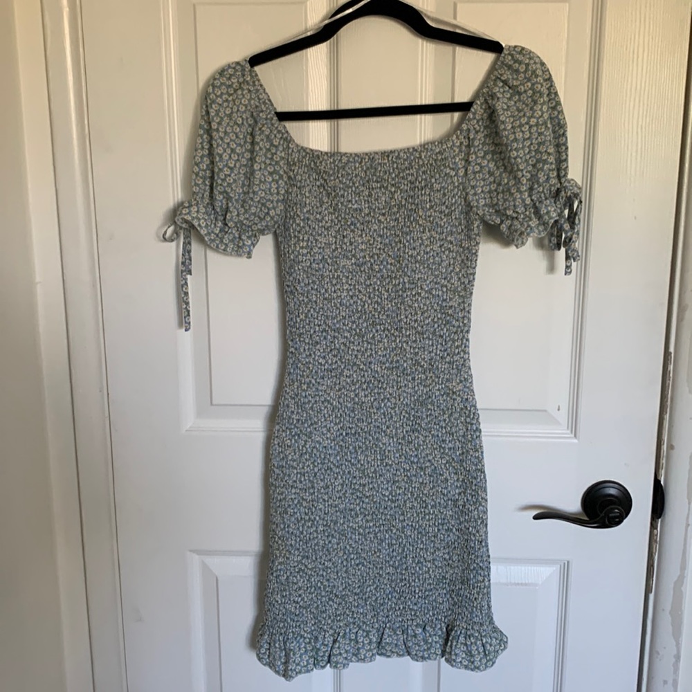 Pink Blush - Blue Floral Dress (Bump Friendly)